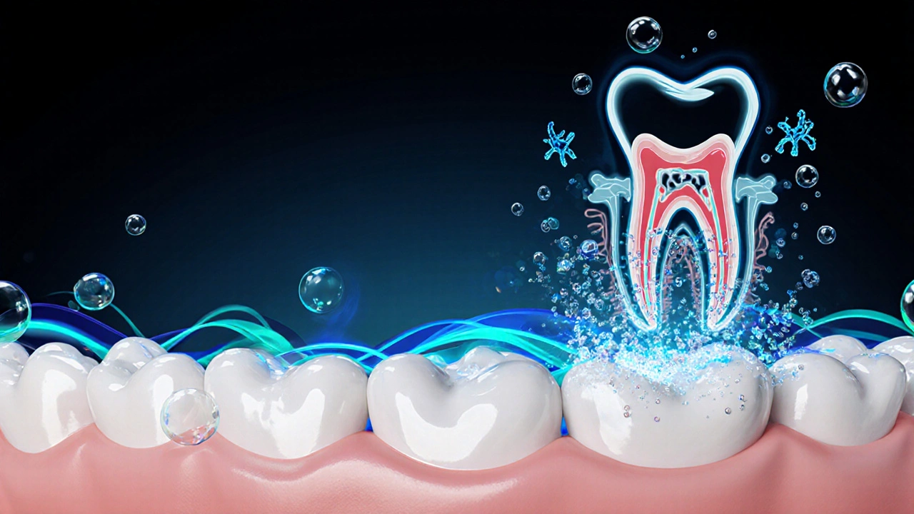 Mikroskopické bubliny rozkládají plak a zubní kámen pod dásněmi pomocí ultrazvukových vln.