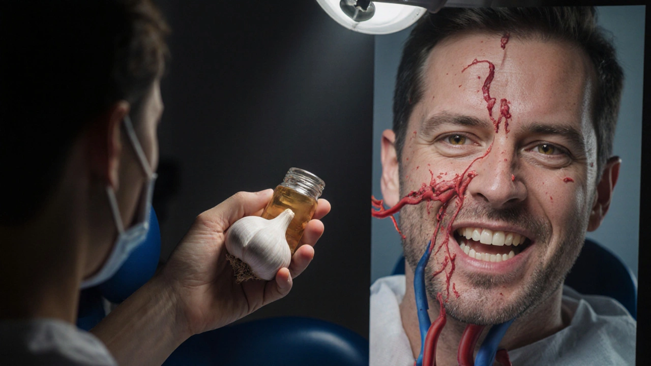 Rozdělený scénář: nebezpečné domácí léky na jedné straně, infekce a srdeční riziko na druhé.