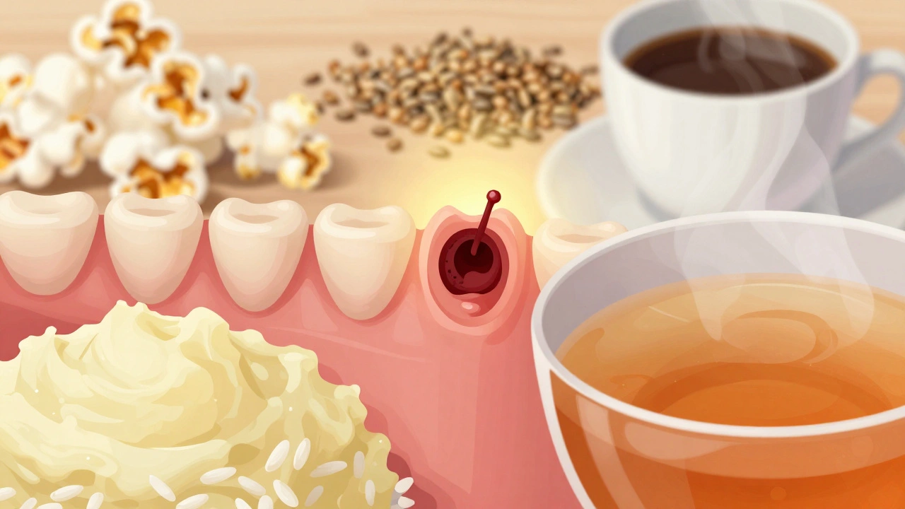 Léčivá dásen s krevní sraženinou a bezpečnými potravinami.