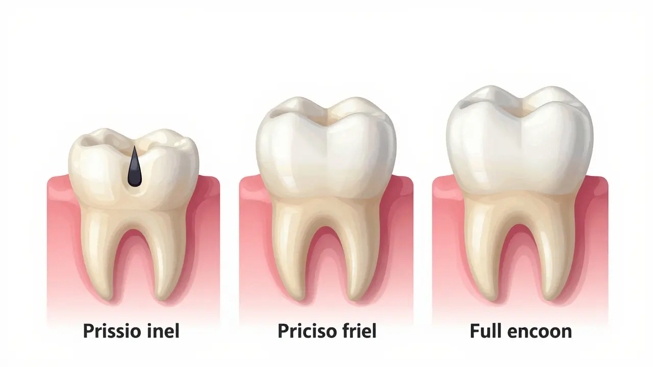 Porovnání tří druhů náhrad zubní plomby: kompozit, keramická vložka a korunka