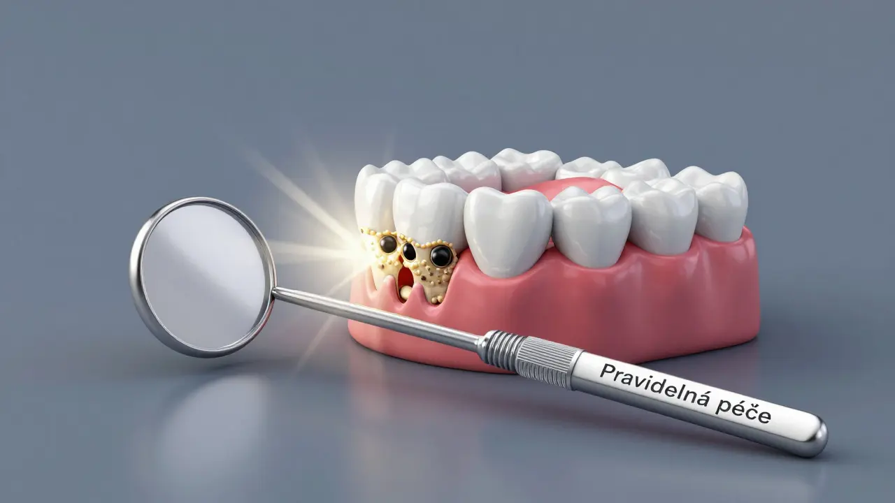 Dentální zrcátko jako klíč, který odemyká skryté problémy v ústech.