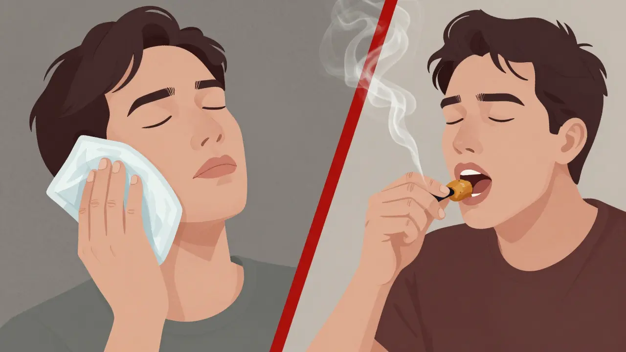 Kontrast mezi správnou a špatnou péčí po vytržení zubu.