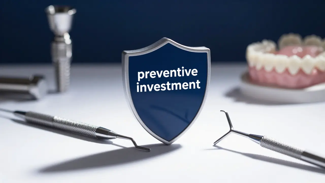 Koncept preventivní dentální hygieny jako ochranný štít pro zdraví zubů.