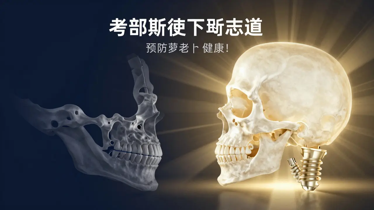 Konceptuální obraz znázorňující stabilitu čelisti a dlouhodobé zdraví.