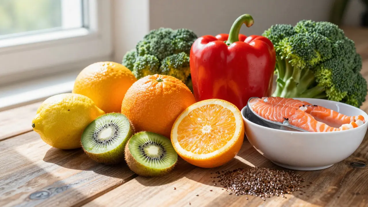 Čerstvé ovoce a zelenina bohaté na vitamíny pro zdraví dásní