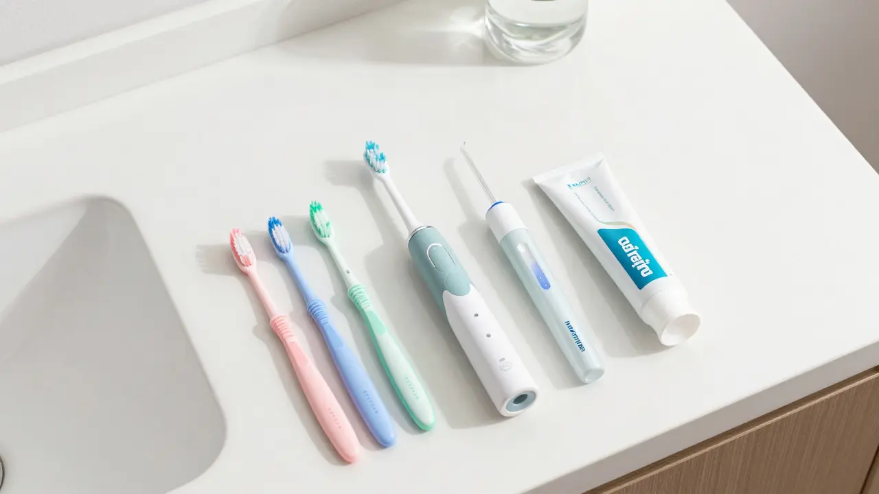 Hygienické pomůcky pro čištění rovnátek na pultu